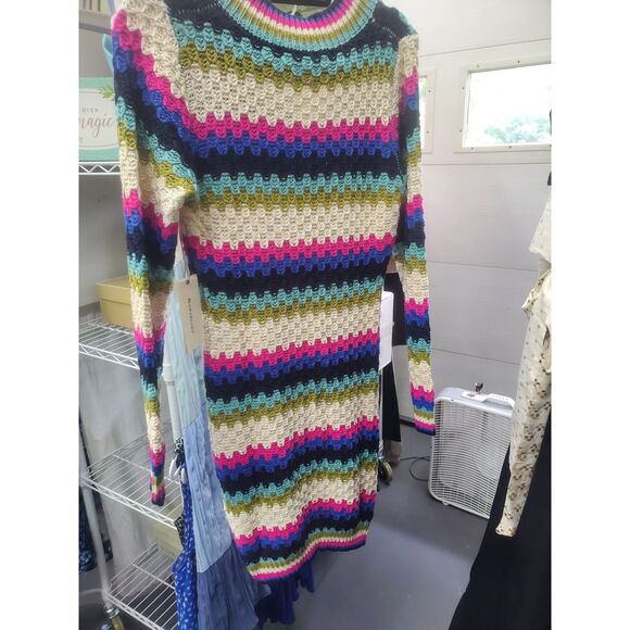 Crochet Bluevelvet Dress Size Large V-Neck - Picture 5 of 5